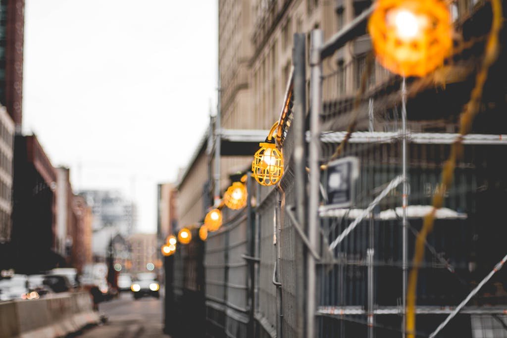 Yellow Work Lamps Turned on